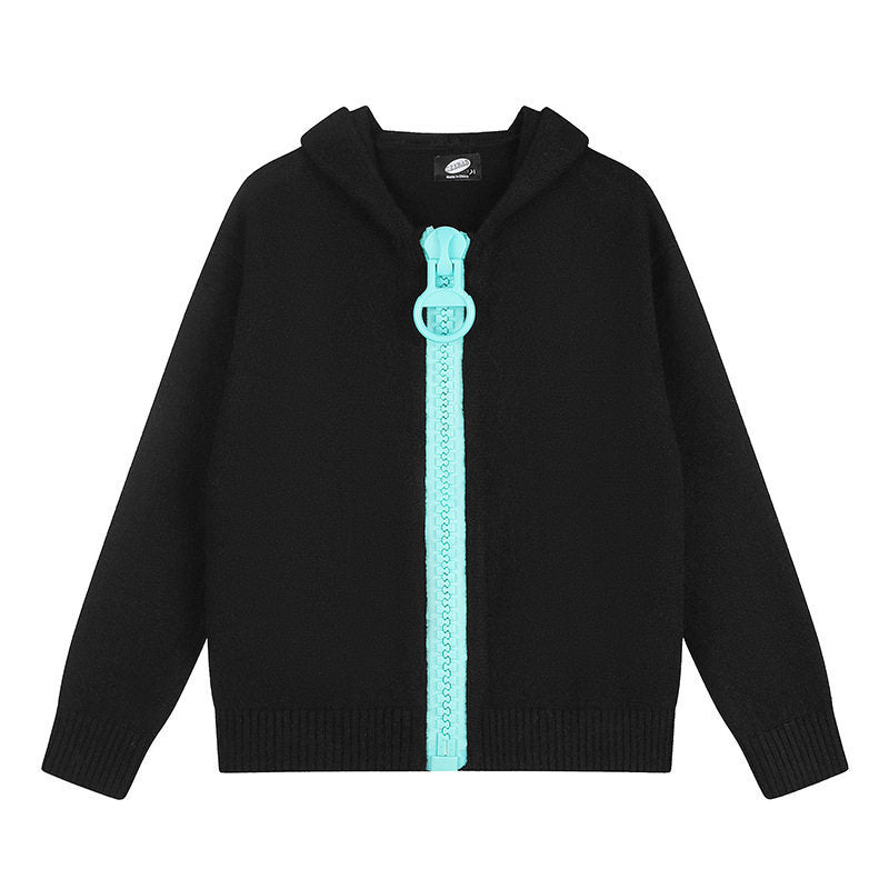 Women’s Hooded Cardigan with Oversized Zipper and Soft Mohair Mix Amarae