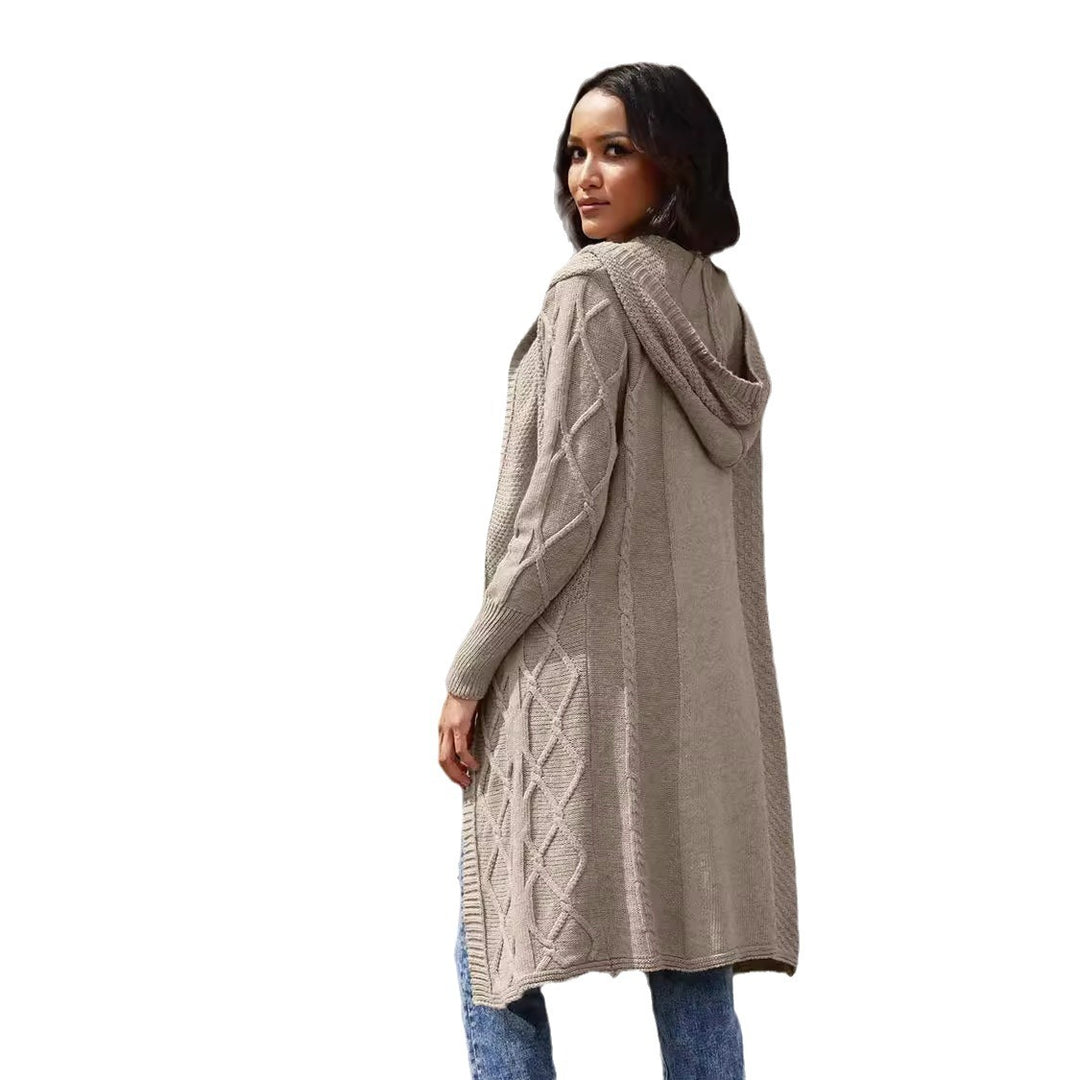 Women's knitted jacket with hood and stylish cable patterns Lune London