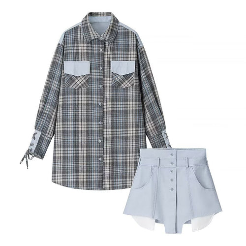 Plaid shirt for ladies with short shorts Amarae
