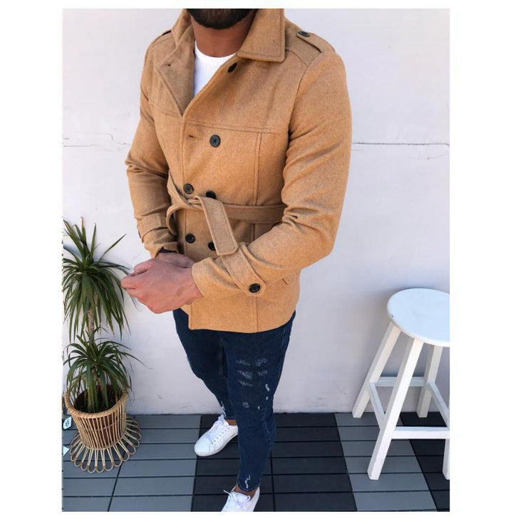Fashion trench coat for men with double-breasted buttons and removable belt Lune London