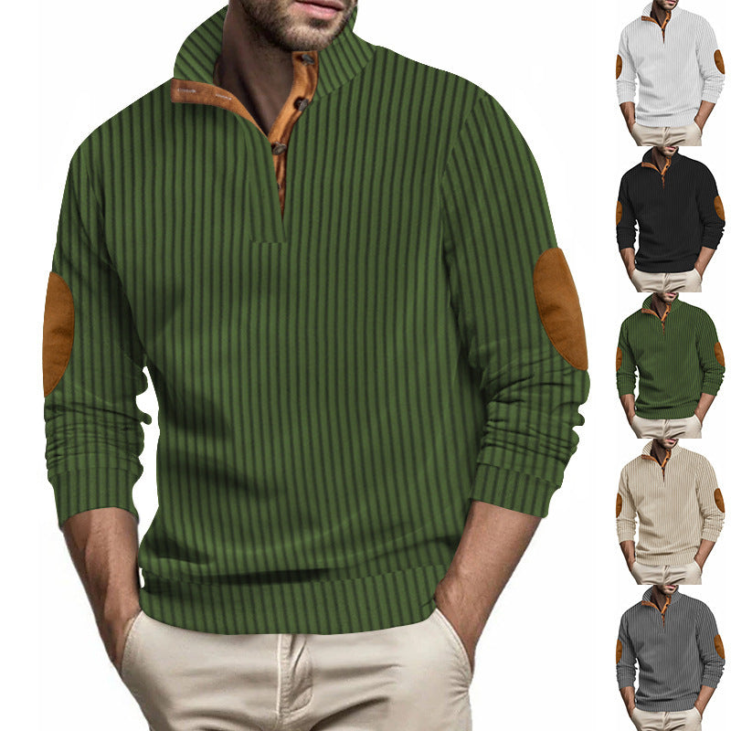 Quilted pullover for men with textured design and contrasting patches Lune London