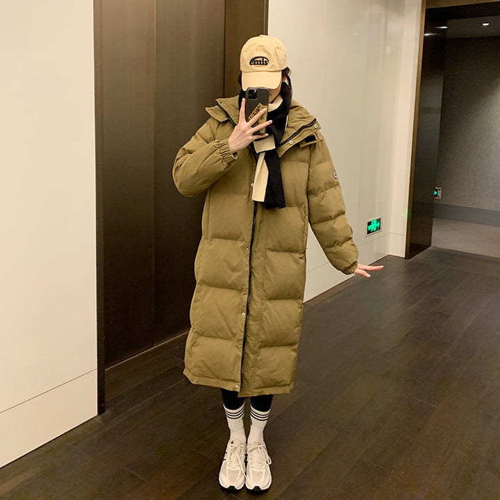 Ladies Long insulated winter parka with hood and additional inner pockets Lune London