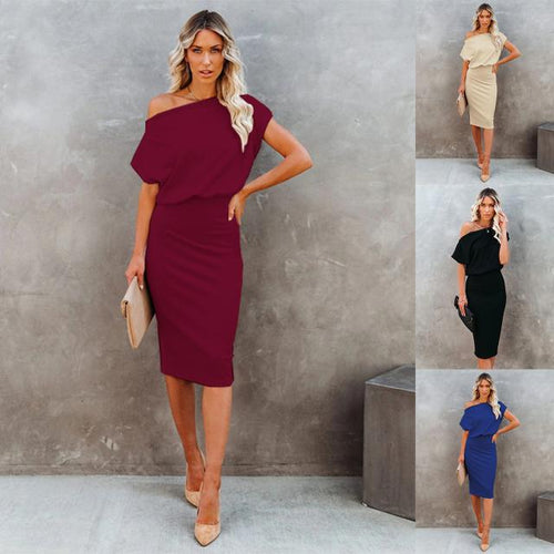 Chic Off-Shoulder Midi Bodycon Dress for Women