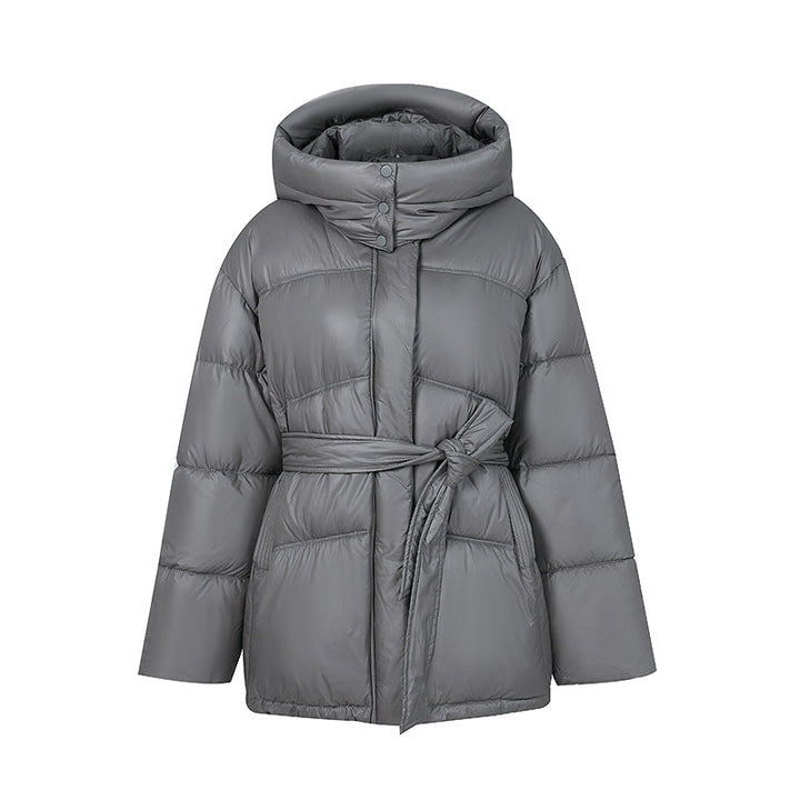 Ladies Stylish Padded Winter Coat with Belt and Hood Lune London
