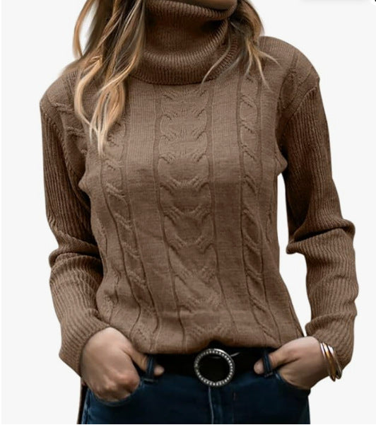Lune London | Women's Sweater with Stand-Up Collar and Cable Pattern