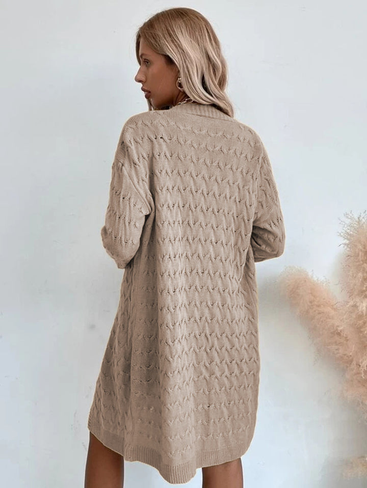 Knitted coat for ladies with a refined openwork pattern and a comfortable cut Lune London