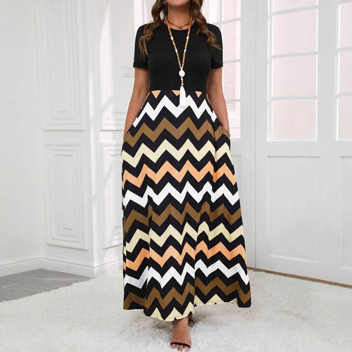 Maxi dress for women with a modern zigzag pattern Amarae