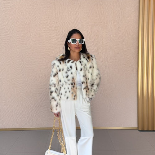 Veste en peluche luxueuse pour femmes avec motif de fourrure de tigre Chic & Stil