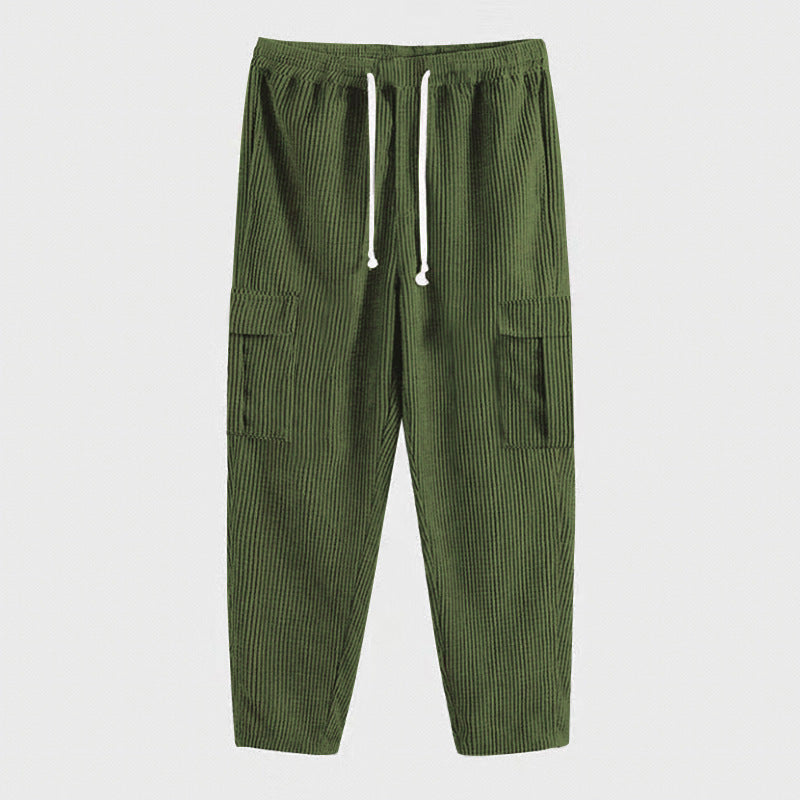 Men's cargo pants in a casual striped look with elastic waistband and practical side pockets Chic and style