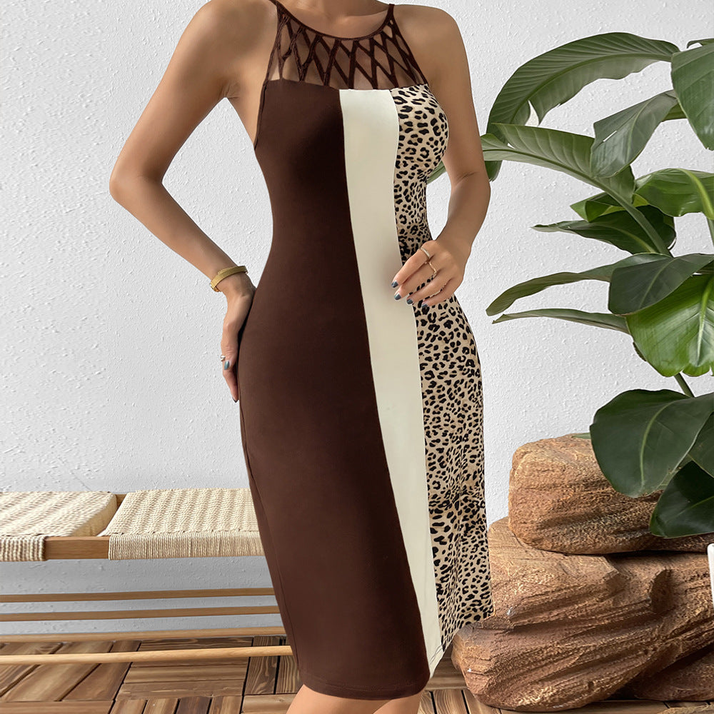 Elegant fitted dress for women with cut-out details and a leopard pattern Lune London