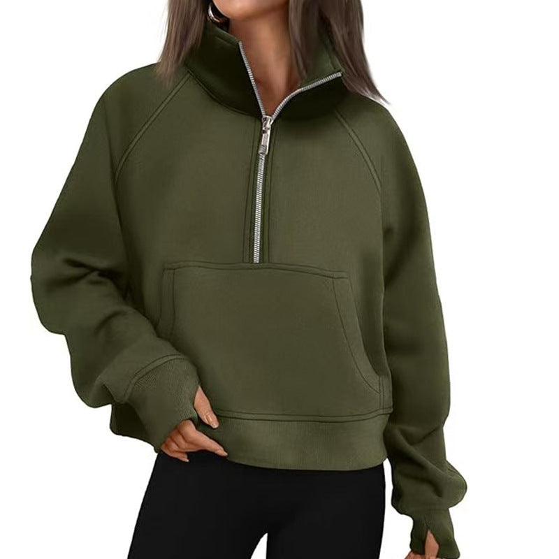Women's Sporty Hoodie with High Collar Lune London