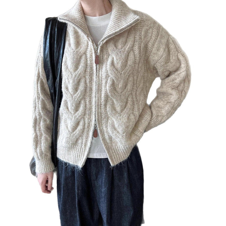 Veste en tricot épaisse pour femmes avec col haut et zip intégral Chic & Stil
