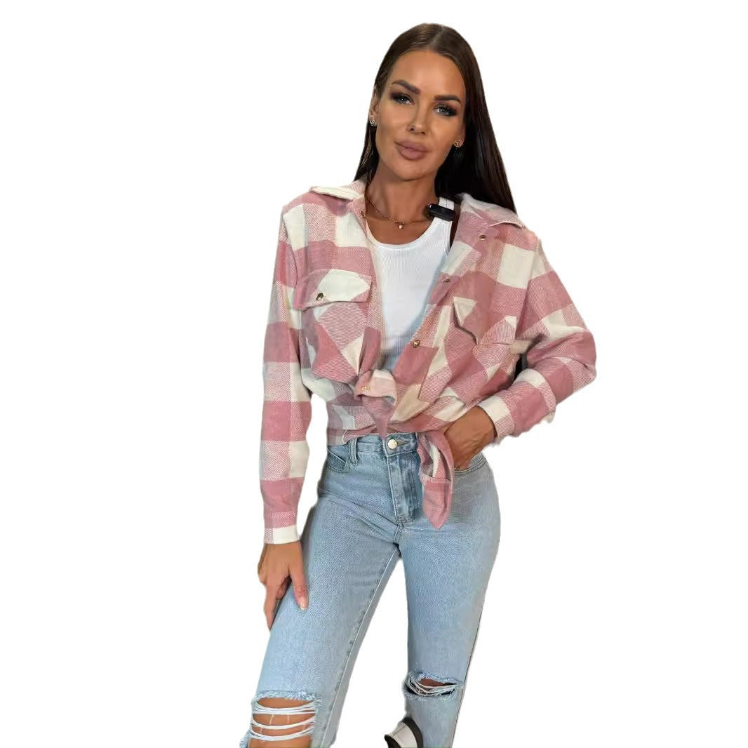 Plaid flannel jacket for women with pockets and button details Lune London