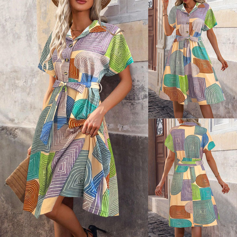 Leisure shirt dress for women with artistic print Lune London