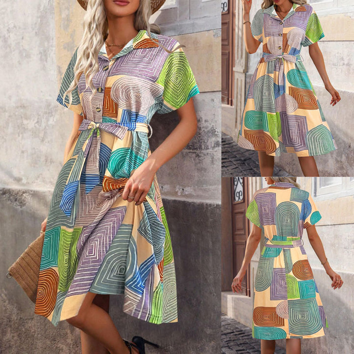 Leisure shirt dress for women with artistic print Lune London
