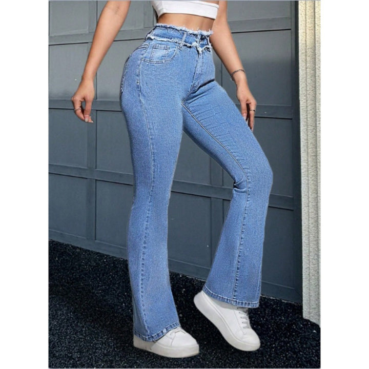 Women High-Waisted Sculpting Flared Jeans with Gathered Waistband and Figure-Shaping Fit Amarae