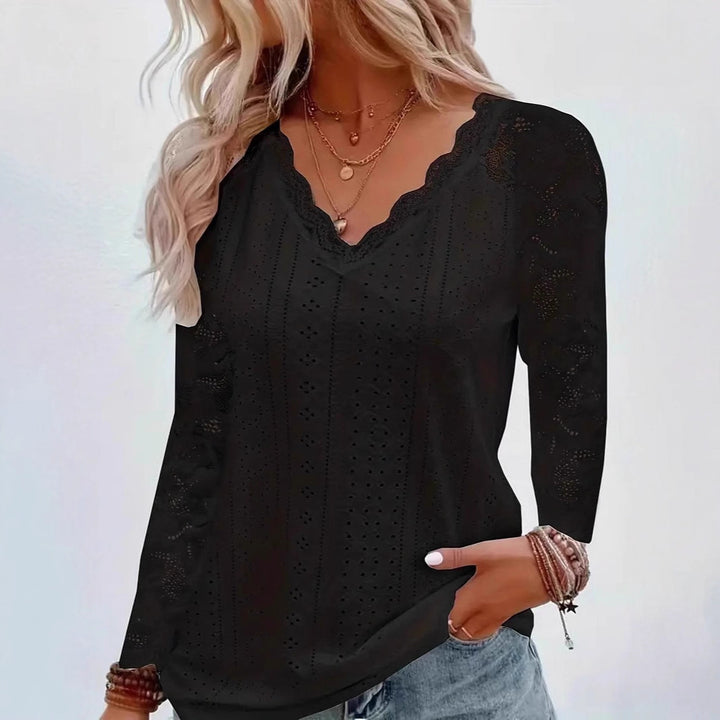 Dames Élégant Top avec Dentelle et Décolleté en V Chic & Stil