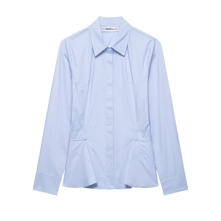 Women's Tailored Blouse Jacket with Peplum and Concealed Button Placket Amarae