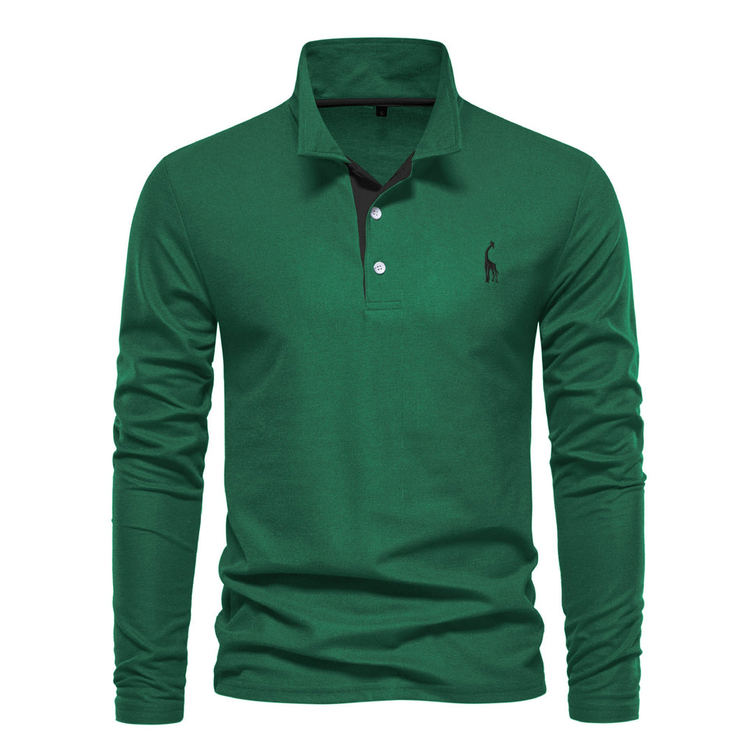 Men's Long Sleeve Polo Shirt with Modern Collar and Breathable Cotton Quality Amarae