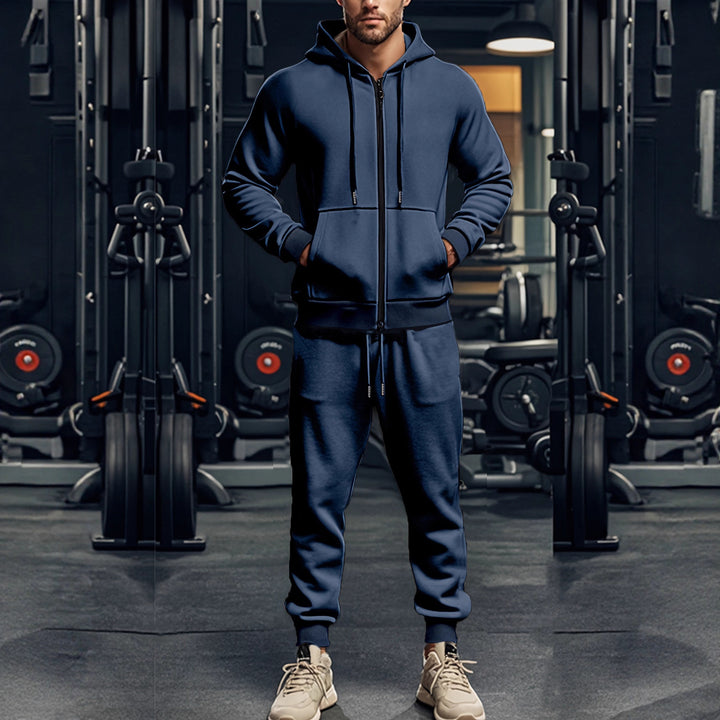 Men's sporty hoodie and jogger pants set with full zip and elastic waist Lune London