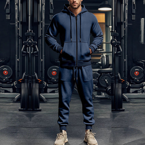Men's sporty hoodie and jogger pants set with full zip and elastic waist Amarae