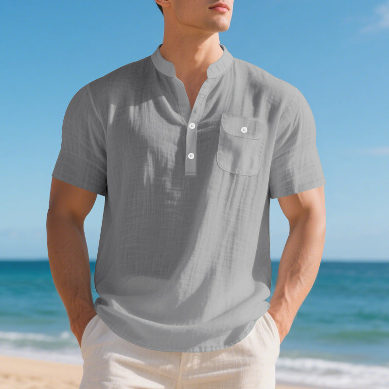 Fashion short sleeve shirt for men with button placket and chest pocket Lune London