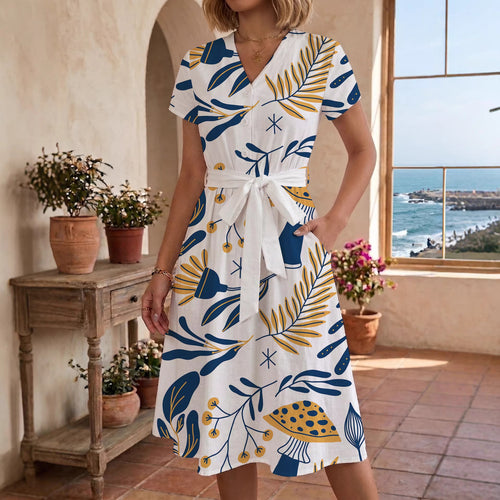 Women's casual dress with modern leopard print and adjustable belt Amarae