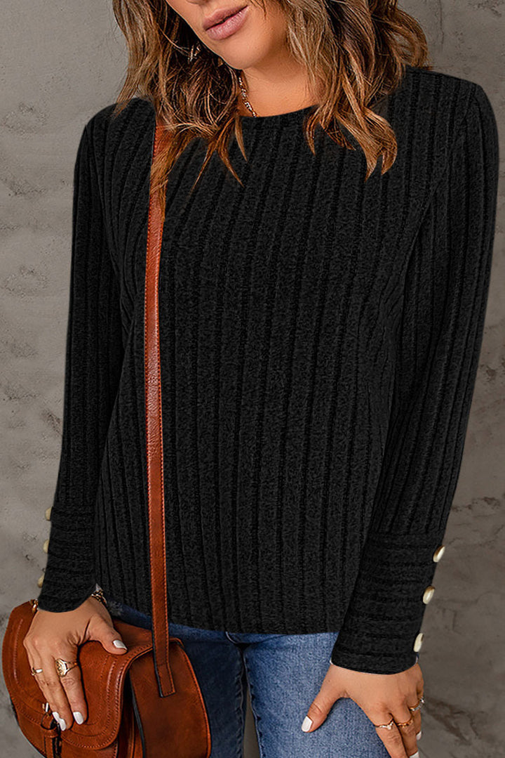 Light sweater for women with an elegant rib structure and Lune London button details