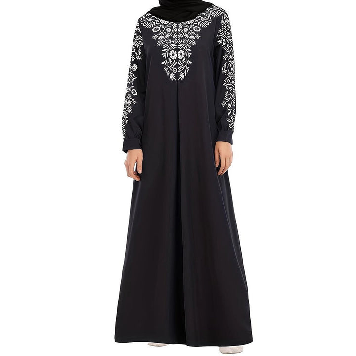 Maxi dress for women with artistic embroidery and elegant long sleeves Lune London