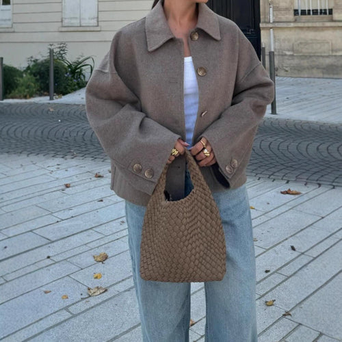 Ladies Oversized Wool Jacket with Decorative Buttons Amarae