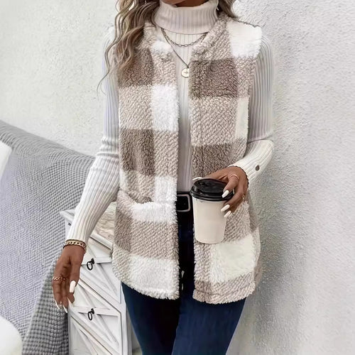 Ladies Fleece Gilet with patterned fabric and practical pockets Amarae