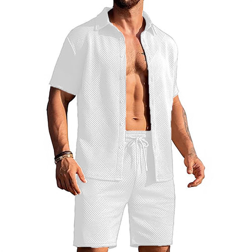 Modern shorts for men and top set with textured design Amarae