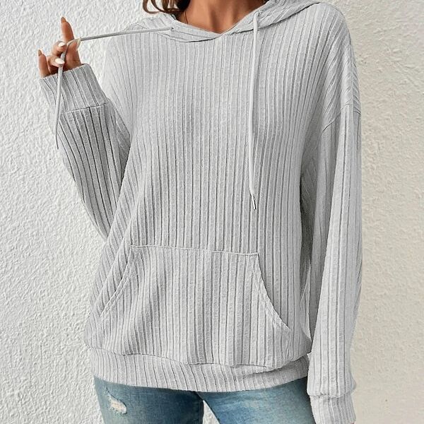 Ladies Casual Waffle Hoodie with Kangaroo Pocket and Hood Lune London