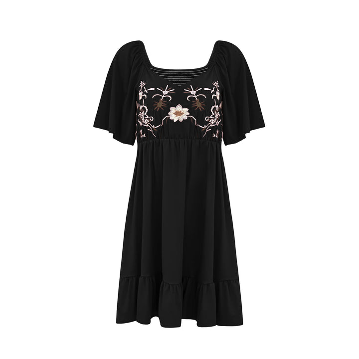 Ladies embroidered A-line fluid dress Lune London