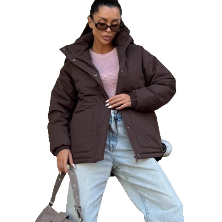 Women’s quilted parka with high collar, fitted drawstring and hood Amarae