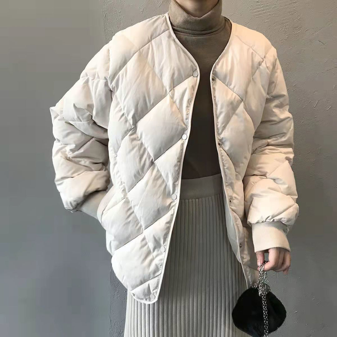 Ladies Lightweight Quilted Down Jacket with Fashionable Cut and Practical Snap Buttons Amarae