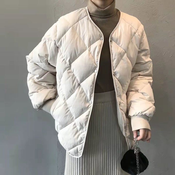 Ladies Lightweight Quilted Down Jacket with Fashionable Cut and Practical Snap Buttons Amarae