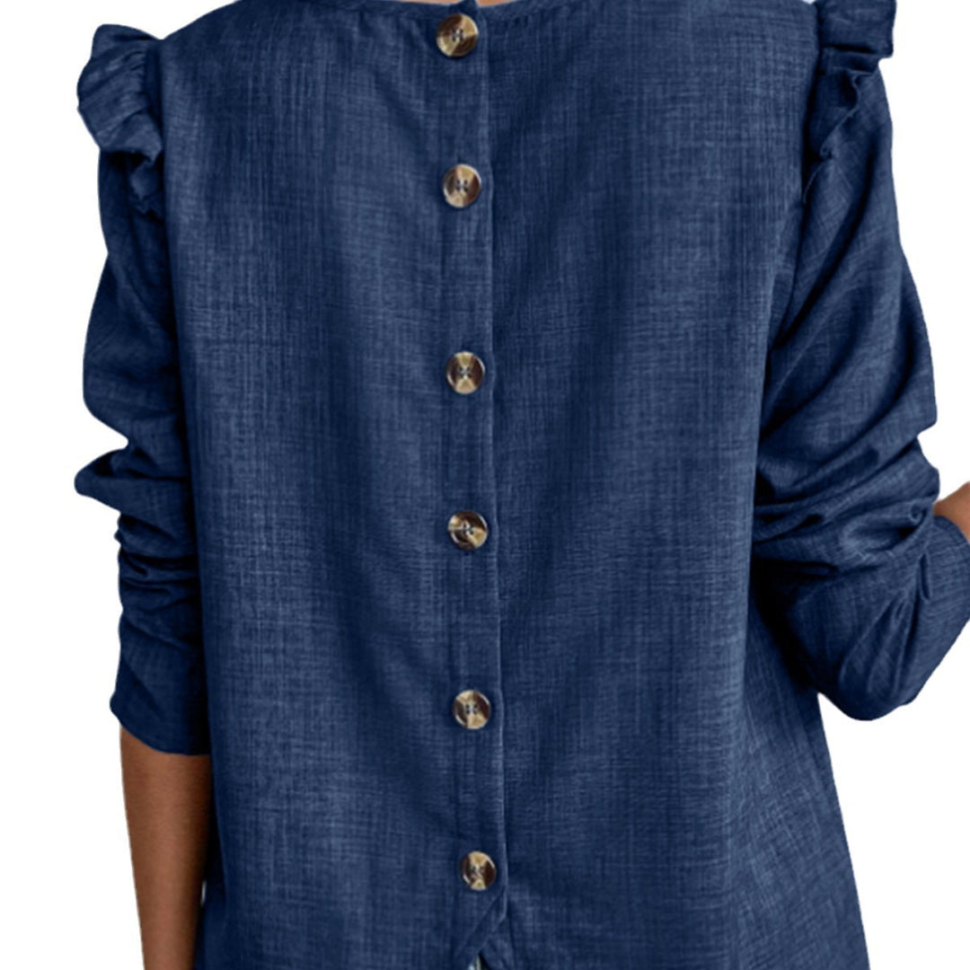 Women's blouse with ruffled sleeves and decorative buttons Lune London