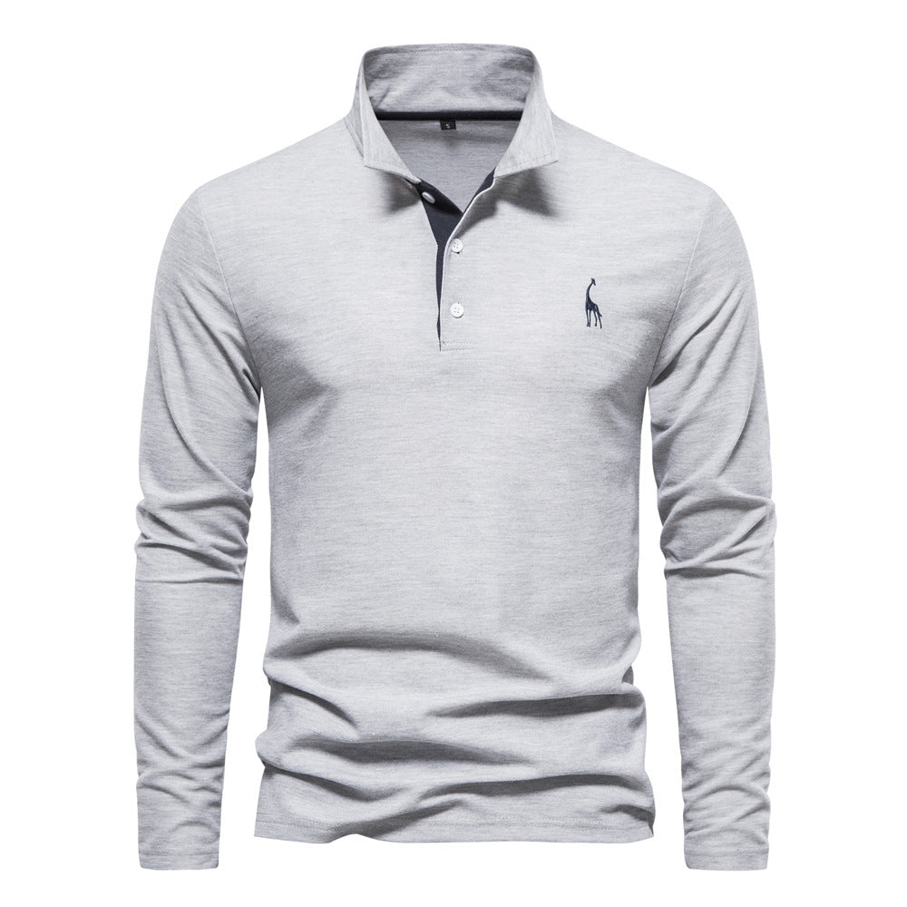 Men's Long Sleeve Polo Shirt with Modern Collar and Breathable Cotton Quality Lune London