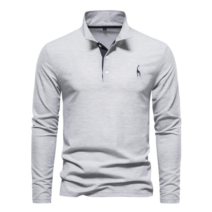 Men's Long Sleeve Polo Shirt with Modern Collar and Breathable Cotton Quality Amarae