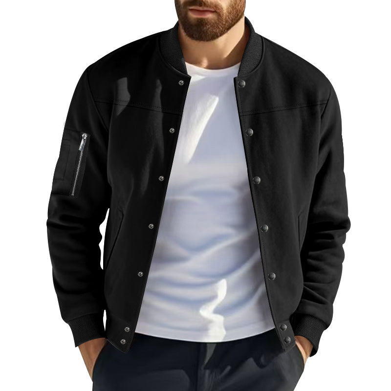 Trendy university jacket for men with practical zippered pockets and elastic cuffs Lune London