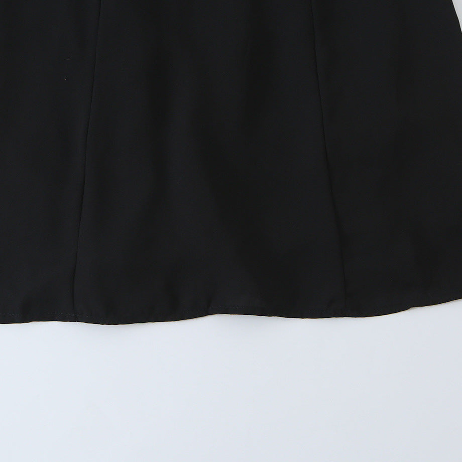 Women's A-line mini dress with ruffled square neckline, tailored silhouette, and tie straps Amarae