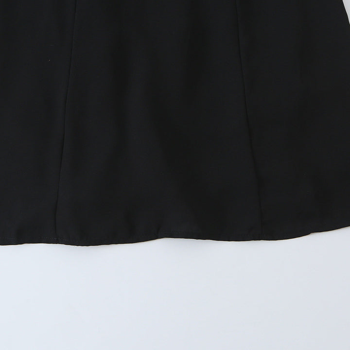 Women's A-line mini dress with ruffled square neckline, tailored silhouette, and tie straps Amarae
