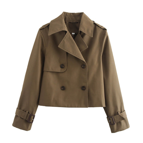 Short trench coat for women with double-breasted fastening and adjustable sleeves Amarae