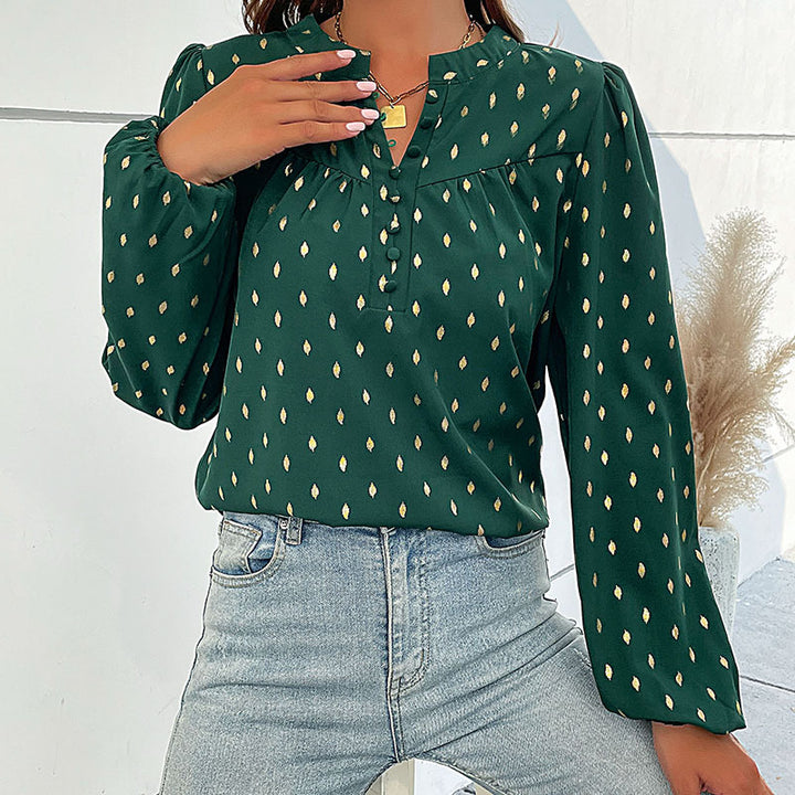 Women's blouse with a delicate pattern and a button placket Lune London