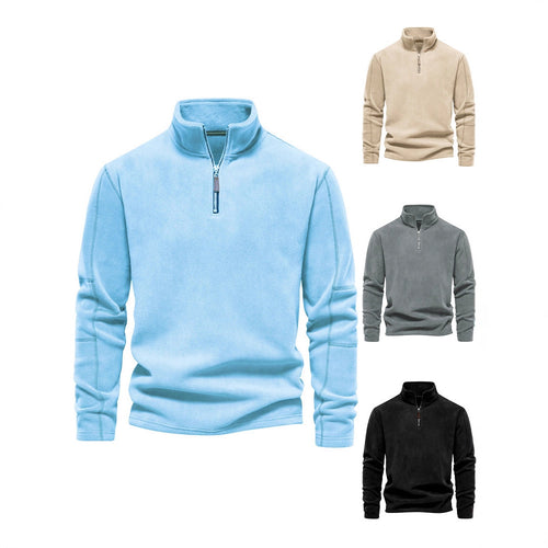 Men's Fleece Pullover with practical zip elements and high collar Amarae