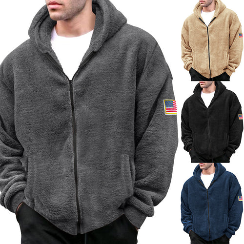 Men's fleece hooded jacket with soft lining and practical pockets Amarae