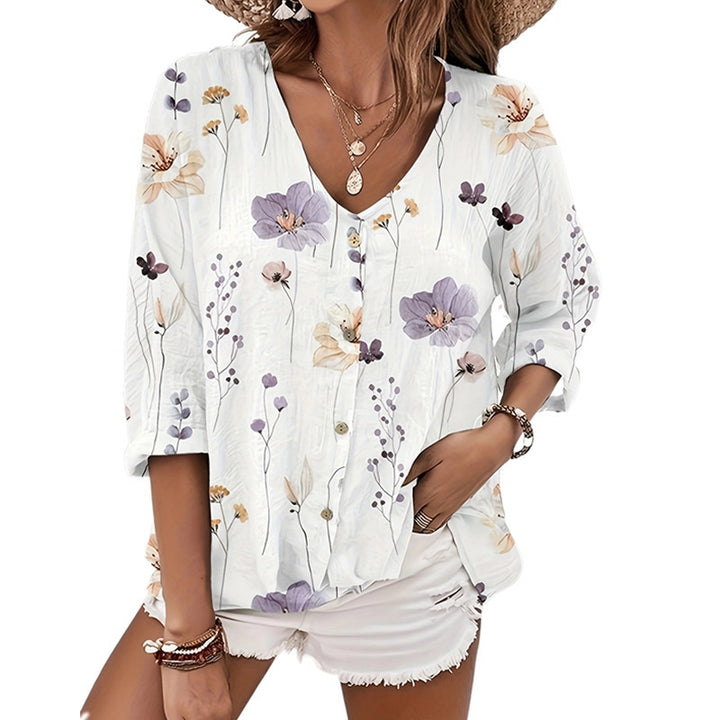 Casual blouse for women with floral print and button closure Lune London