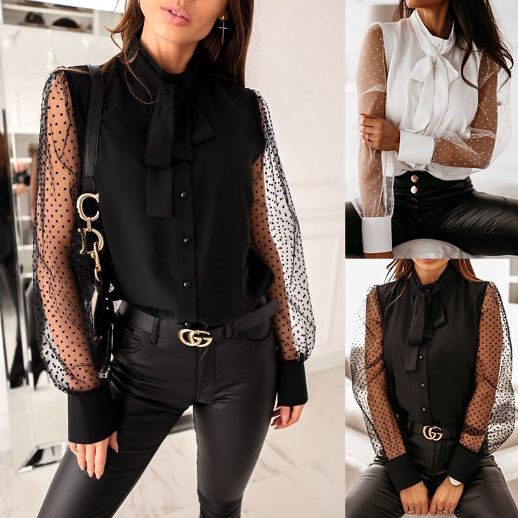 Ladies elegant blouse with transparent sleeves Lune London