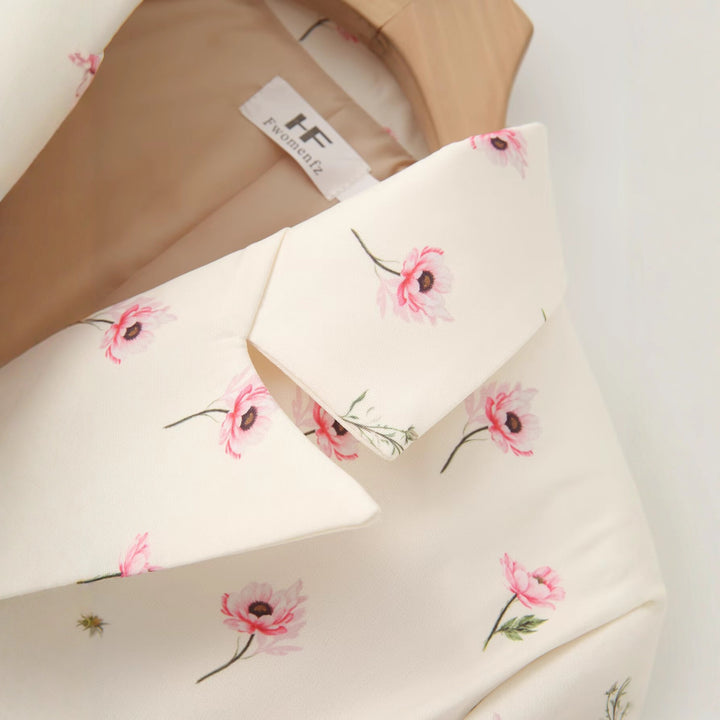 Lune London floral pattern women's blazer jacket with waist belt